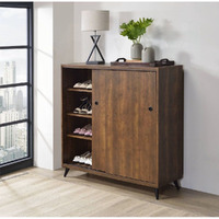 Oak Shoe Cabinet With 2 Sliding Doors