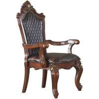 Black And Honey Oak Tufted Arm Chair (Set Of 2)