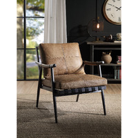 Berham Chestnut And Matt Iron Accent Chair With Metal Leg