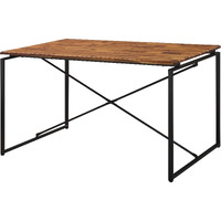 Oak And Black Dining Table With Metal Sled Base