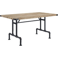 Oak And Sandy Black Dining Table With Metal Leg