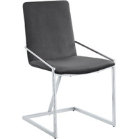 Grey And Chrome Side Chair With Metal Base (Set Of 2)