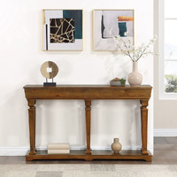 Oak Console Table With Bottom Shelf