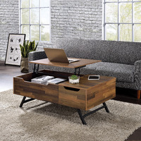 Walnut 1-Drawer Coffee Table With Lift Top