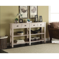 Cream 4-Drawer Console Table With 2 Shelf