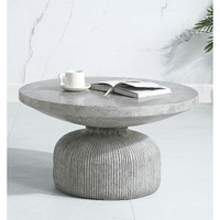 Weathered Grey Coffee Table With Round Top And Pedestal Base