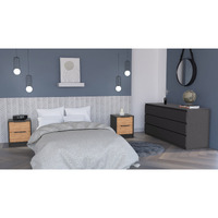 Rock Creek 3-Piece Bedroom Set  Two Nightstands And Dresser  Black Wengue And Pine