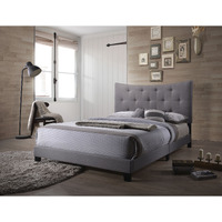 Grey Queen Bed With Tufted Headboard