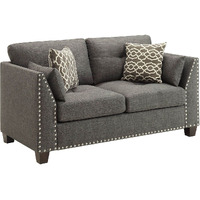 Light Charcoal Loveseat With 4 Pillows