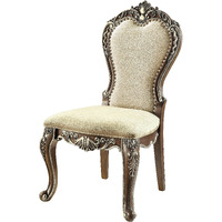 Beige And Antique Oak Side Chair With Nailhead Trim (Set Of 2)