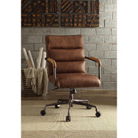 Retro Brown Swivel Office Chair With 5-Star Base