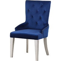 Blue And Antique Platinum Tufted Side Chair