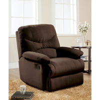 Chocolate Glider Recliner With Pillow Top Armrest