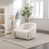 Luzern Modern Upholstered Accent Chair  360 Swivel  Off-White