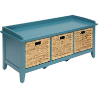 Beige And Teal Bench With 3-Drawer