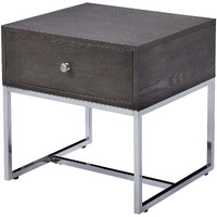 Grey Oak And Chrome Storage End Table