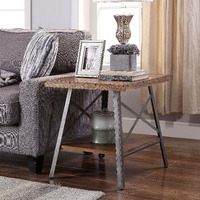 Weathered Oak And Sandy Black End Table With Shelf (Set Of 2)