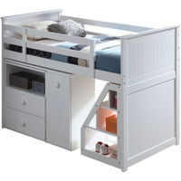 White Twin Loft Bed With Built-In Desk And Chest