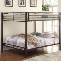 Sandy Black Double Queen Bunk Bed With Built-In Ladder