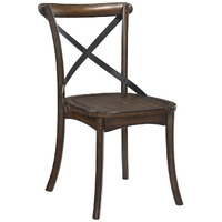 Dark Oak And Black Side Chair With X Shape Back (Set Of 2)