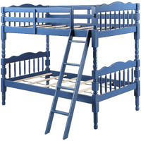 Blue Twin Over Twin Bunk Bed With Built-In Ladder