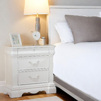 White 3-Drawer Nightstand With Hidden Top Drawer