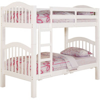 White Twin Over Twin Bunk Bed With Built-In Ladder