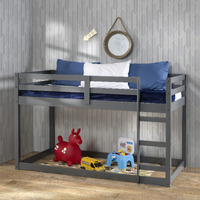 Grey Twin Loft Bed With Ladder