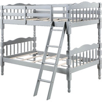 Grey Twin Over Twin Bunk Bed With Built-In Ladder