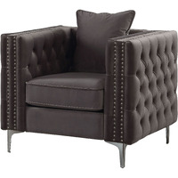 Dark Grey Tufted Pillow Back Accent Chair