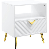 White High Gloss End Table With Shelf