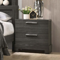 Grey Oak 2-Drawer Nightstand