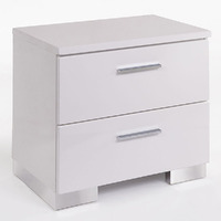 White And Chrome 2-Drawer Nightstand