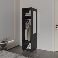 Benson Wardrobe In Melamine With Mirror And Open Storage