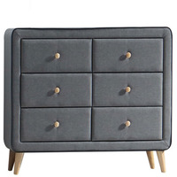 Light Grey Upholstered 6-Drawer Double Dresser