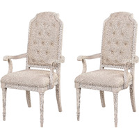 Beige And Antique Champagne Tufted Back Arm Chairs (Set Of 2)