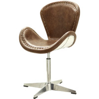 Retro Brown And Chrome Bucket Seat Accent Chair