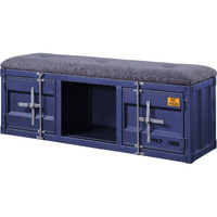 Grey And Blue Storage Bench