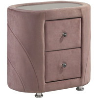 Pink Upholstered 2-Drawer Nightstand