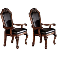 Black And Cherry Solid Back Arm Chairs With Nailhead Trim (Set Of 2)