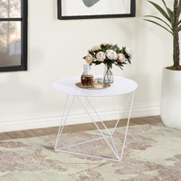 White Geometric Metal Base Accent Table