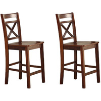 Cherry Cross Back Counter Height Chairs (Set Of 2)