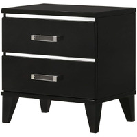 Black 2-Drawer Nightstand