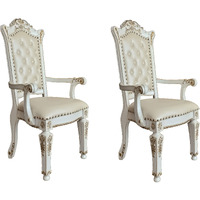 Beige And Antique Pearl Tufted Back Arm Chairs (Set Of 2)