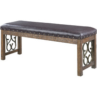 Black And Weathered Cherry Bench With Nailhead Trim