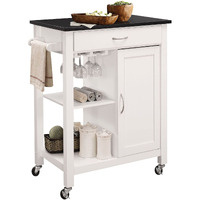 Black And White Kitchen Cart With 1 Cabinet