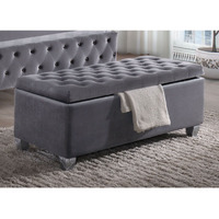 Grey Tufted Storage Bench