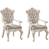 Rose Gold And Pearl White Tufted Arm Chair (Set Of 2)