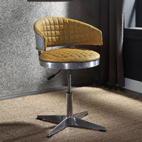 Turmeric And Chrome Adjustable Swivel Tufted Stool