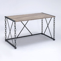 Rustic Oak And Antique Black Rectangular Console Table